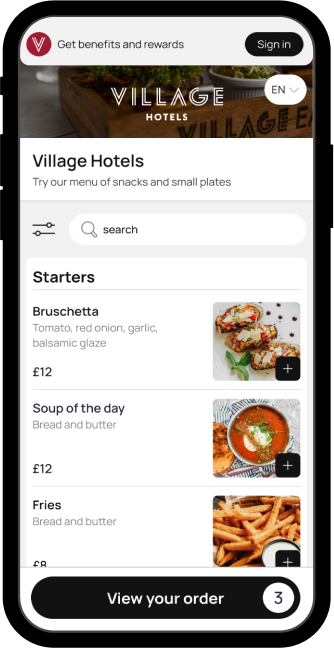FETCH order and pay journey shown on a mobile phone