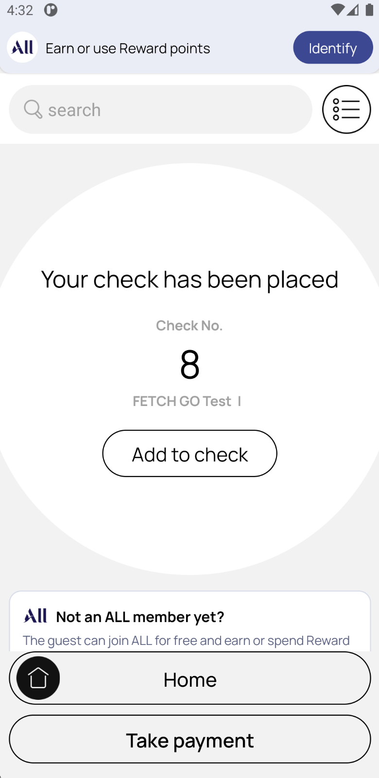 FETCH GO check confirmation screen