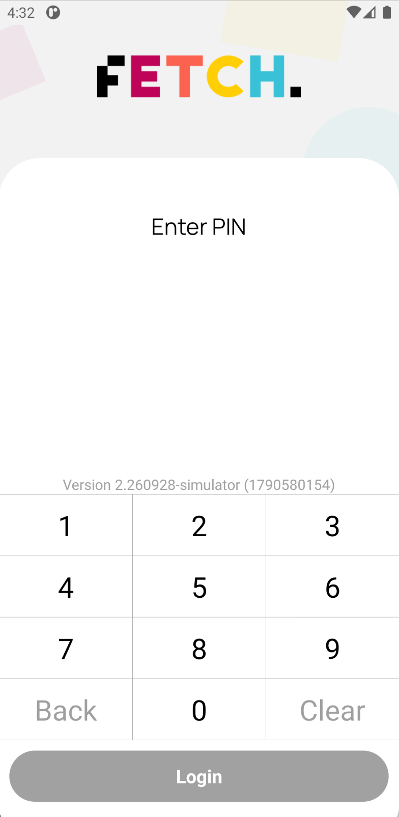 FETCH GO secure PIN entry screen